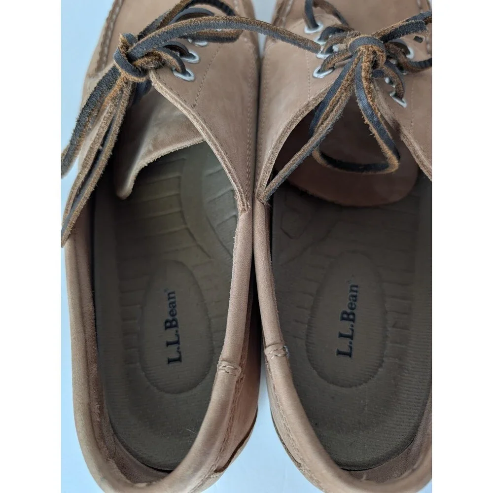 L.L Bean Men's Blucher Brown Leather Handsewn Boat Moccasin Shoes Size 11.5 EE